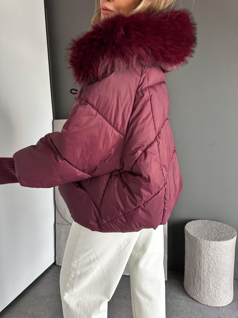 Bordo Triko Kollu Premium Şişme Mont