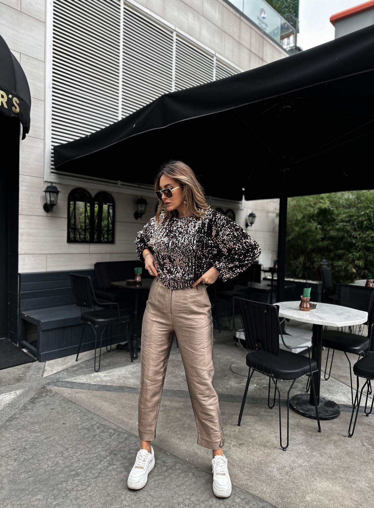 Bronze Paçası Düğmeli Pantolon