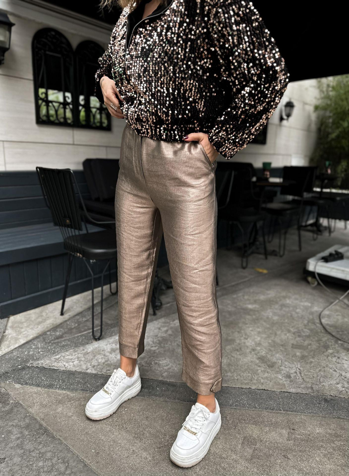 Bronze Paçası Düğmeli Pantolon