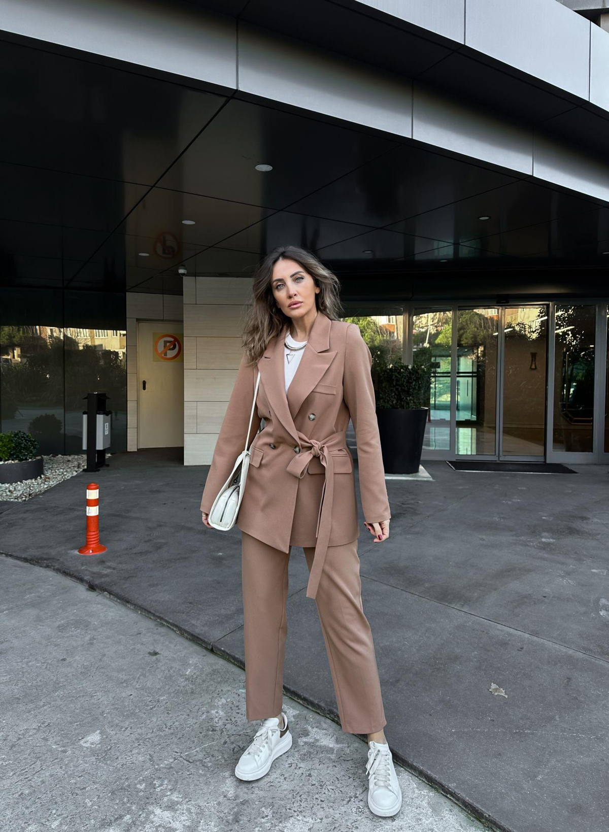 Camel Bağlamalı Ceket Pantolon Takım