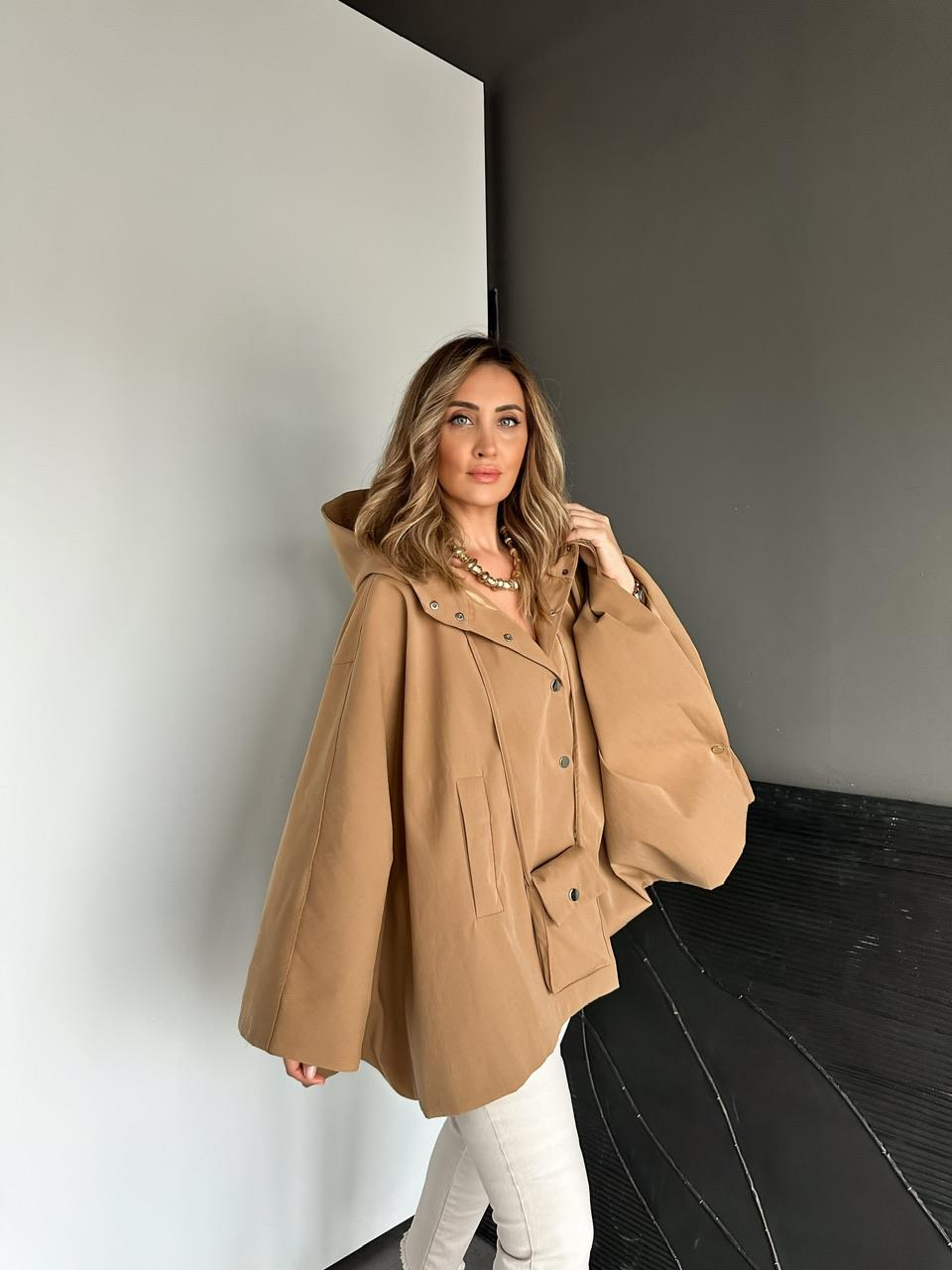 Camel Çantalı Yarasa Kol Trençkot