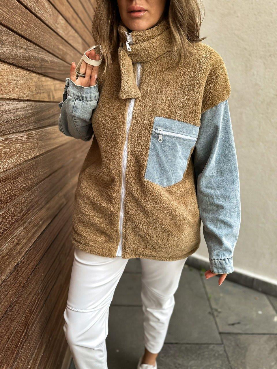 Camel Kot Detaylı Teddy Mont