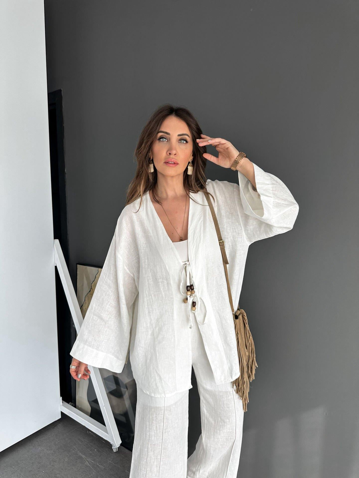 Ekru Organik Keten Takım