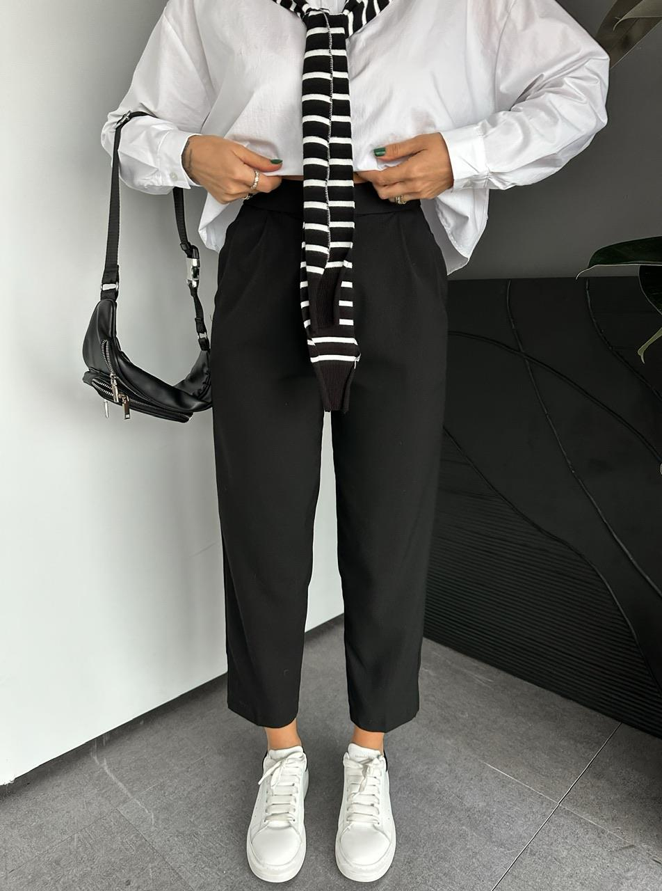 Gri Cepli Basic Kumaş Pantolon