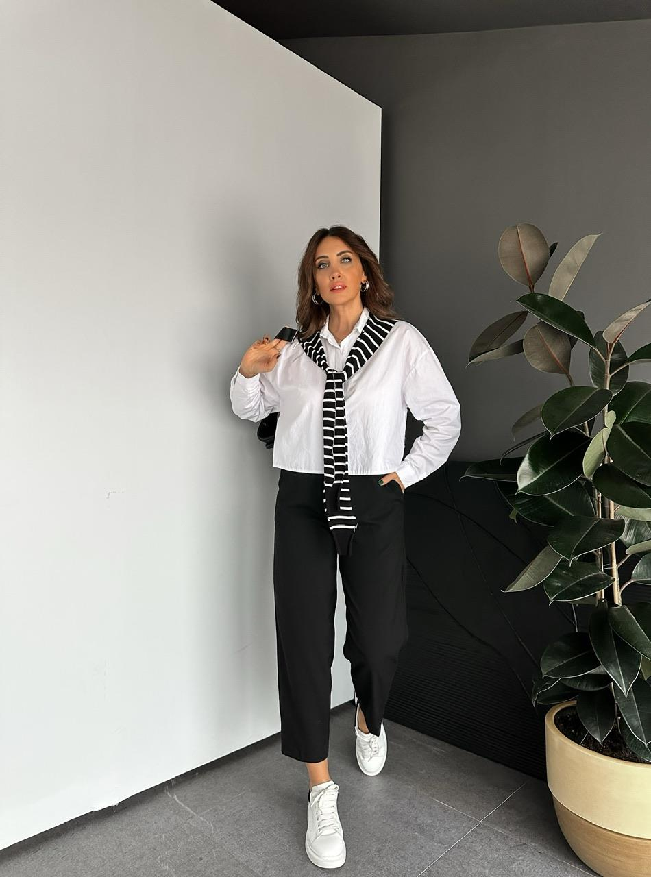 Gri Cepli Basic Kumaş Pantolon