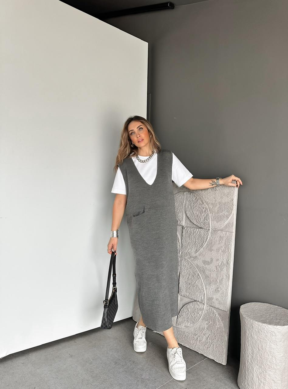 Gri Cepli Marka Model Triko Elbise