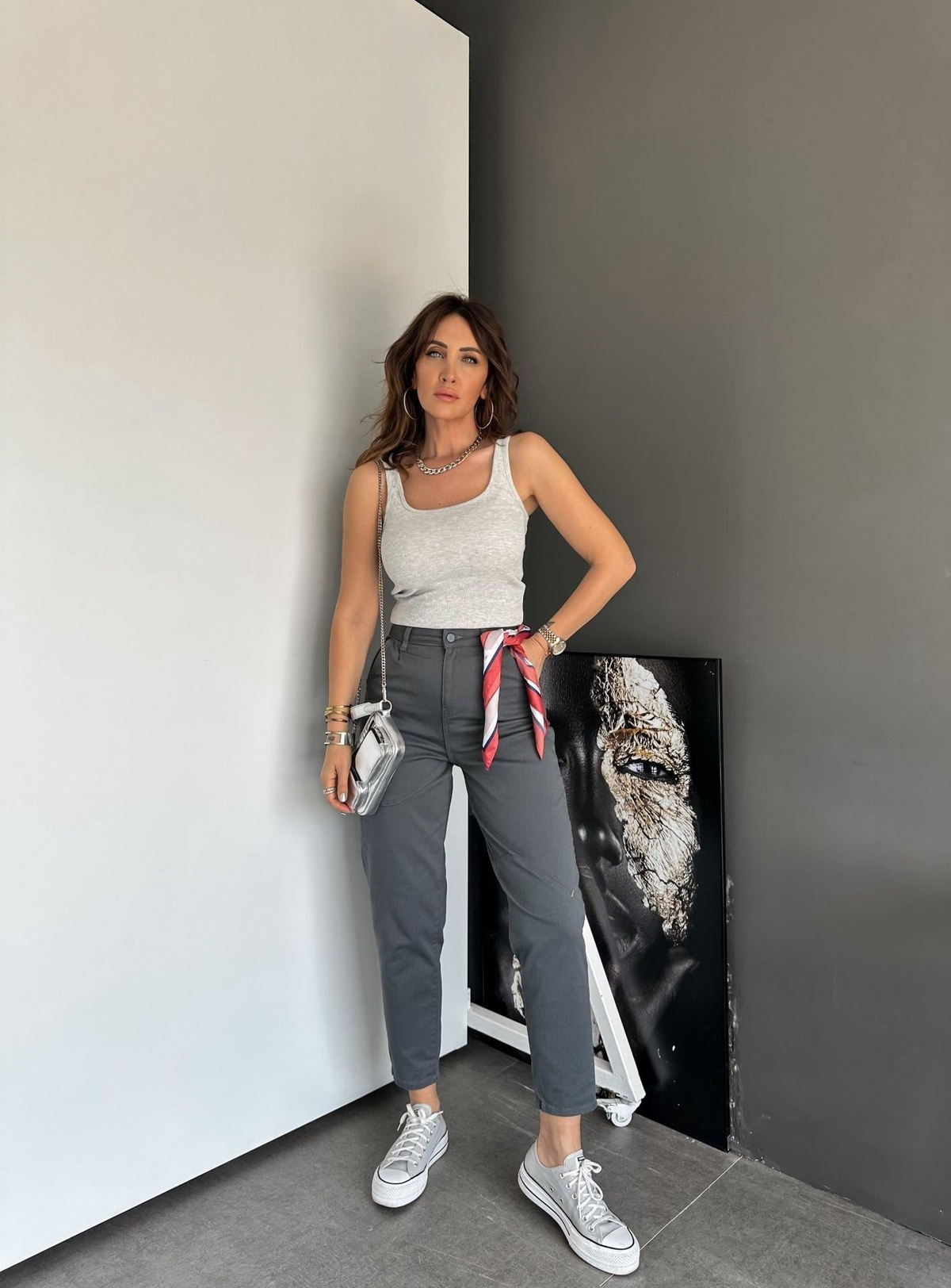Gri Dikişli Premium Pantolon