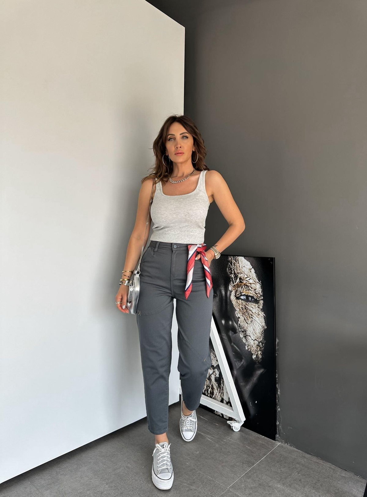 Gri Dikişli Premium Pantolon