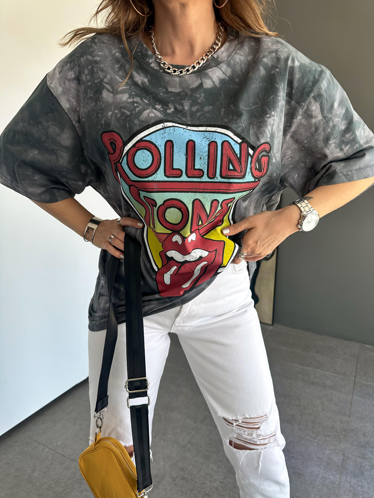Gri Rolling Stones Tshirt