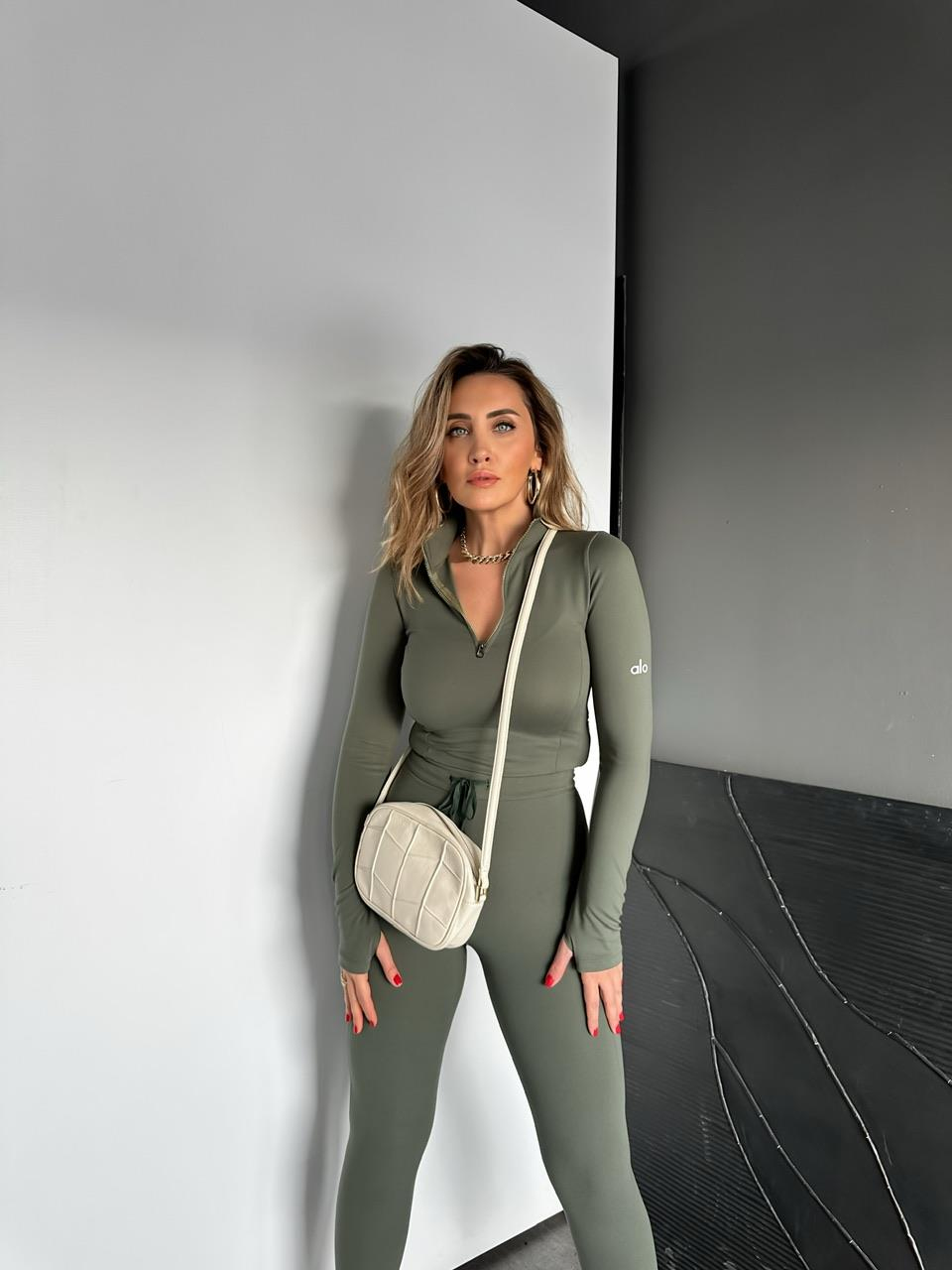 Haki Parmak Geçirmeli Alo Sweatshirt