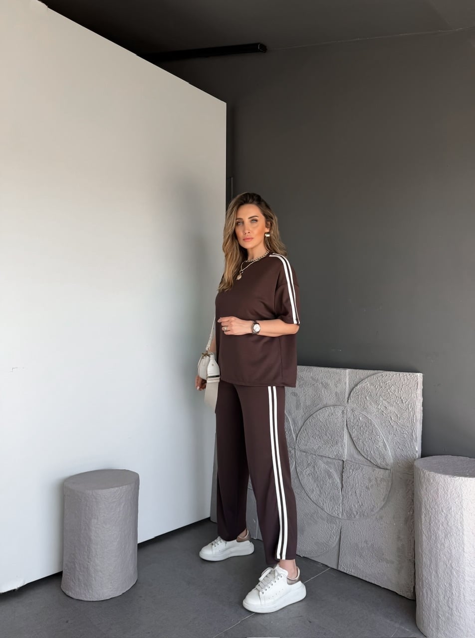 Kahve Beyaz Biyeli Modal Basic Takım