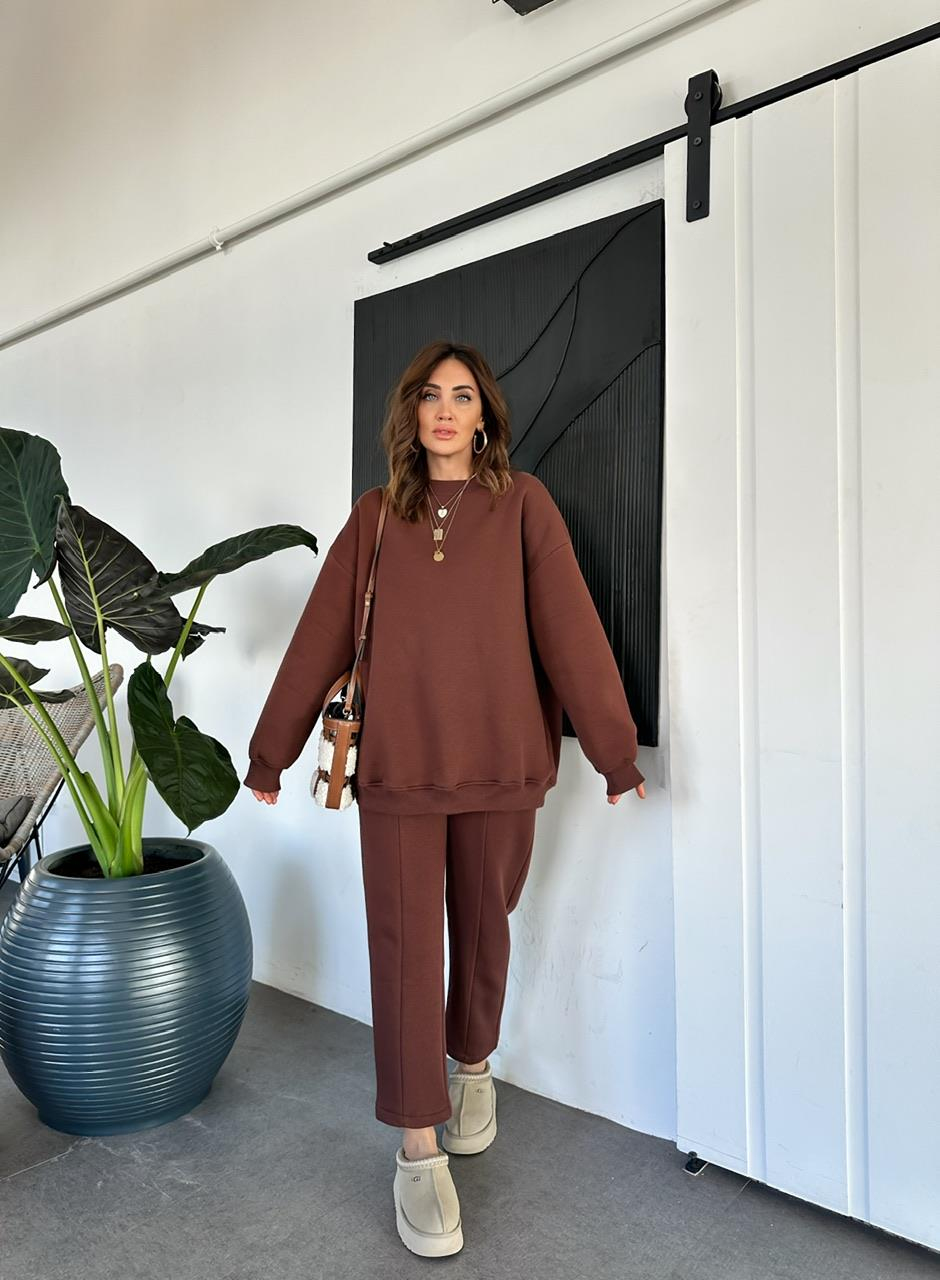 Kahve Bisiklet Yaka Salaş Basic Takım