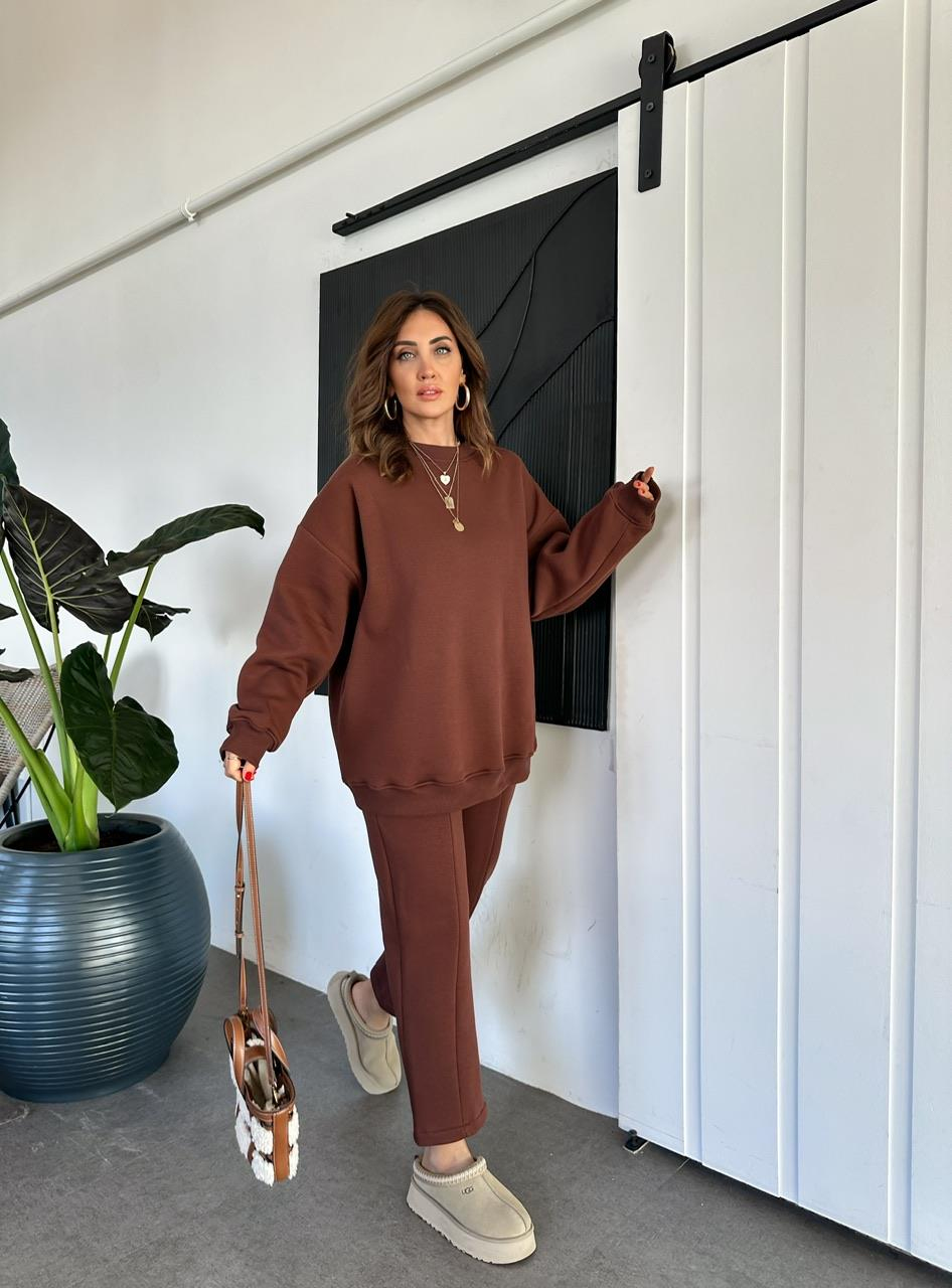 Kahve Bisiklet Yaka Salaş Basic Takım