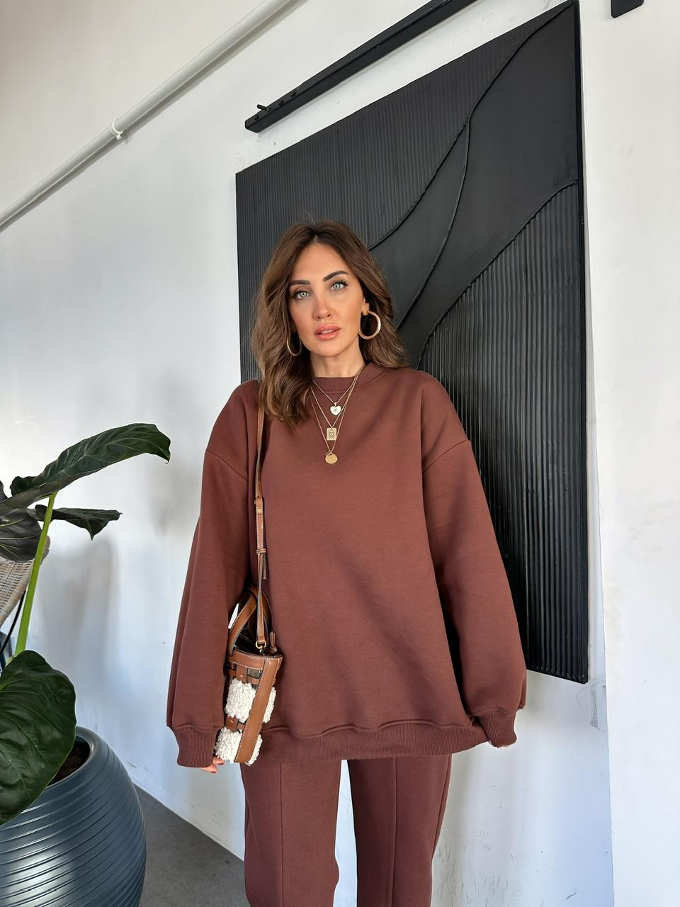 Kahve Bisiklet Yaka Salaş Basic Takım