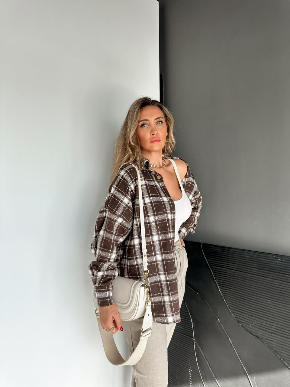 Kahve Çıtçıtlı Oduncu Gömlek