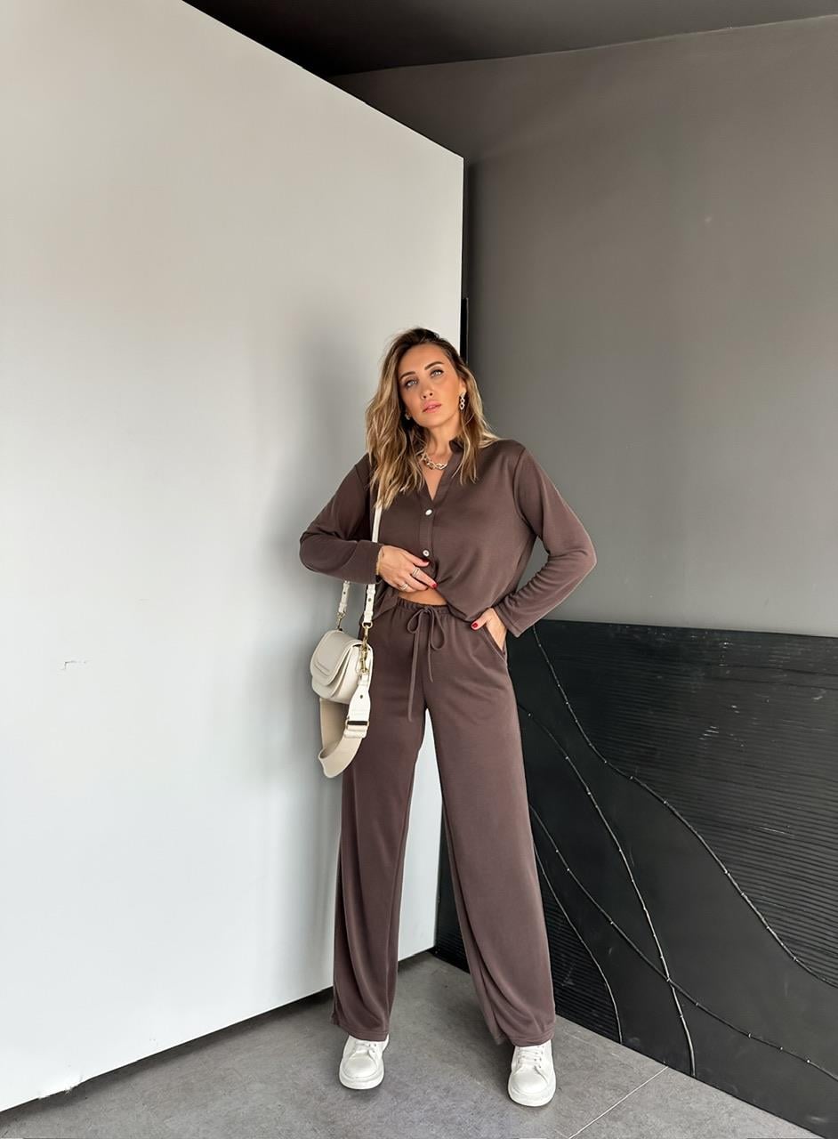 Kahve Düğmeli Marka Model Soft Takım