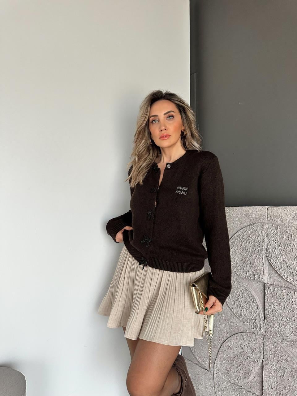 Kahve Fiyonklu Miu Hırka