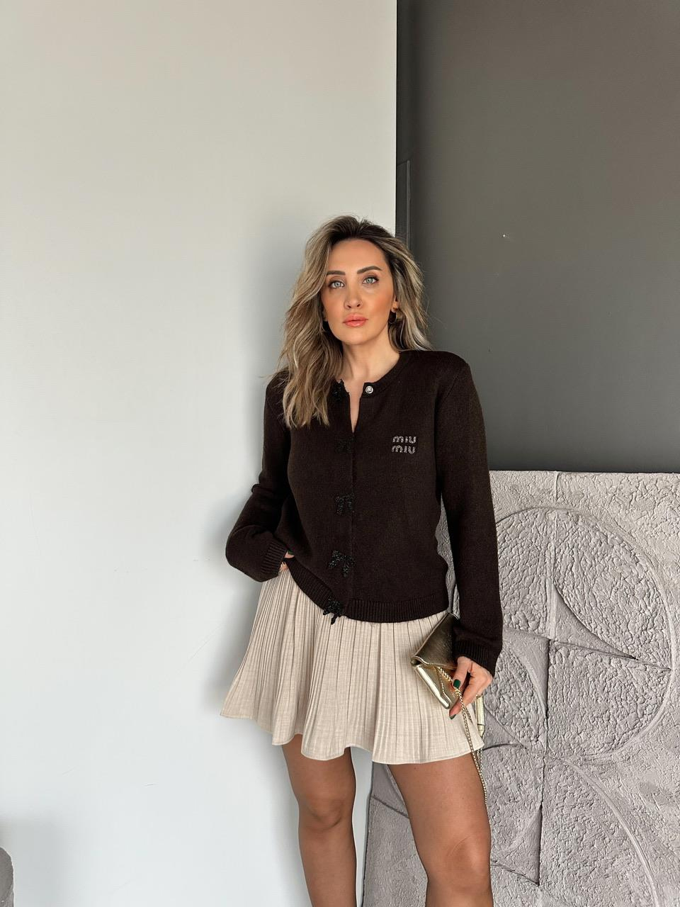 Kahve Fiyonklu Miu Hırka