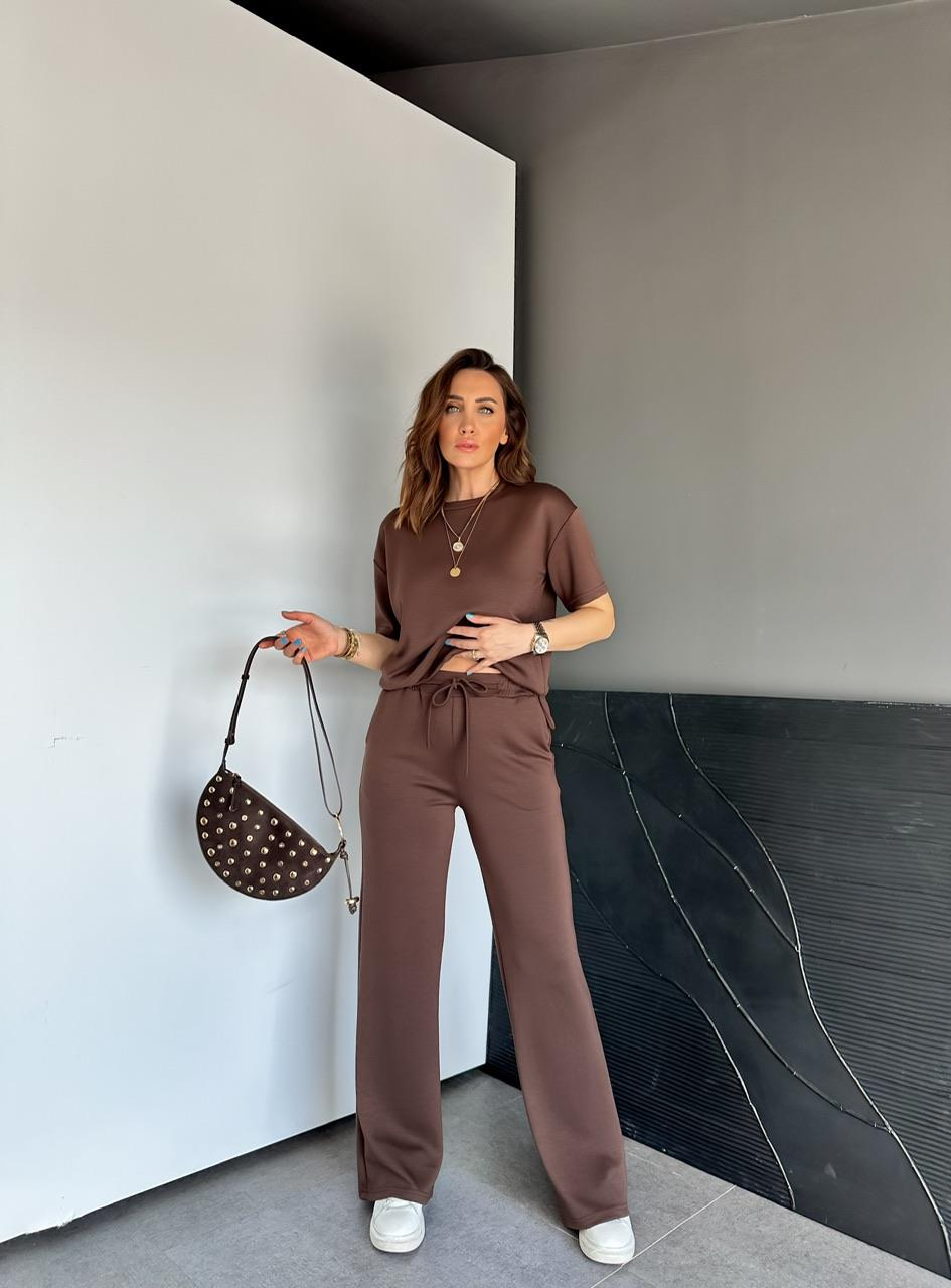 Kahve Kısa Kollu Basic Modal Takım