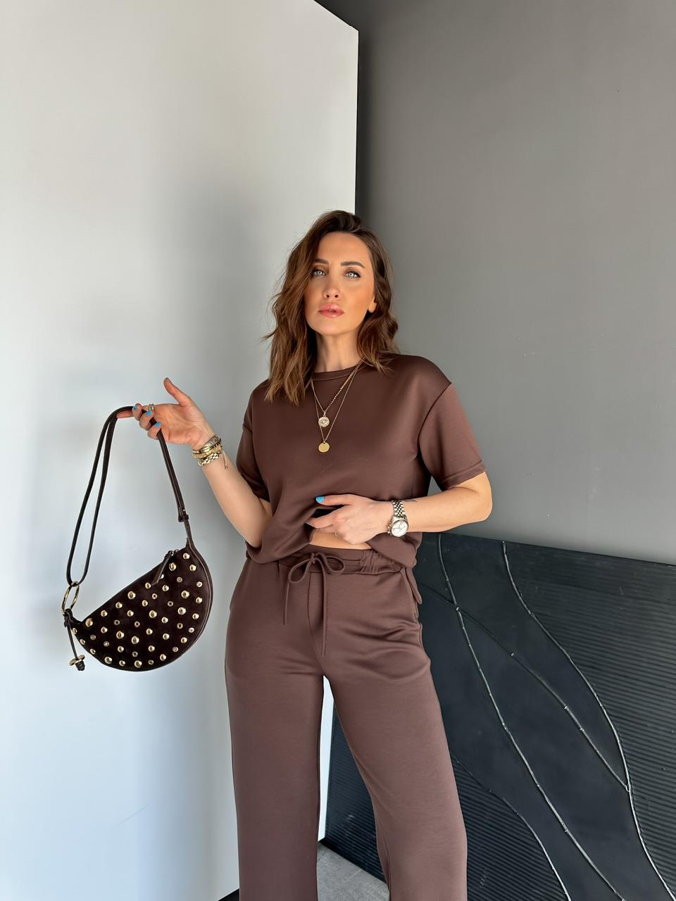 Kahve Kısa Kollu Basic Modal Takım