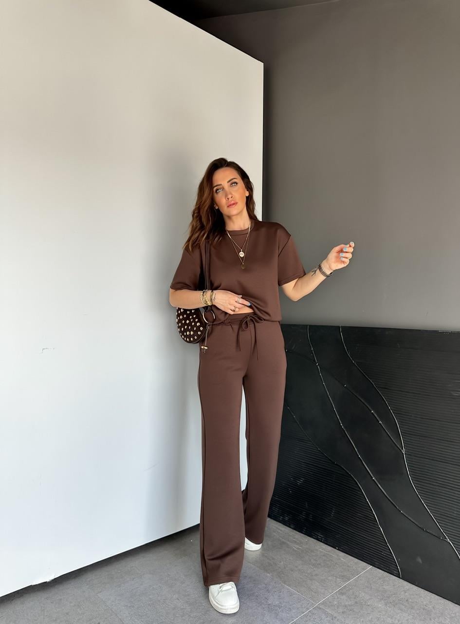 Kahve Kısa Kollu Basic Modal Takım