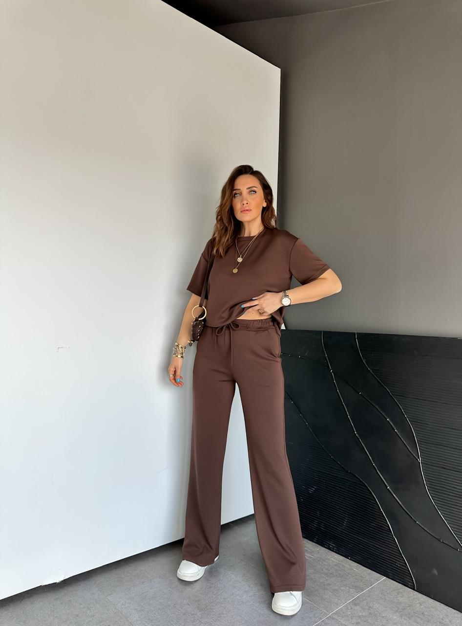 Kahve Kısa Kollu Basic Modal Takım