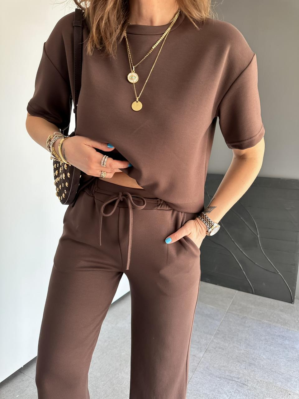 Kahve Kısa Kollu Basic Modal Takım