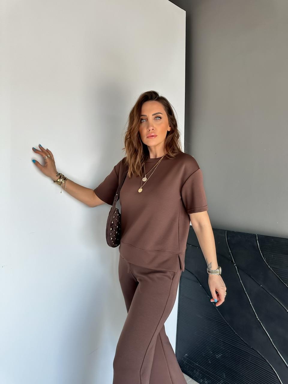 Kahve Kısa Kollu Basic Modal Takım