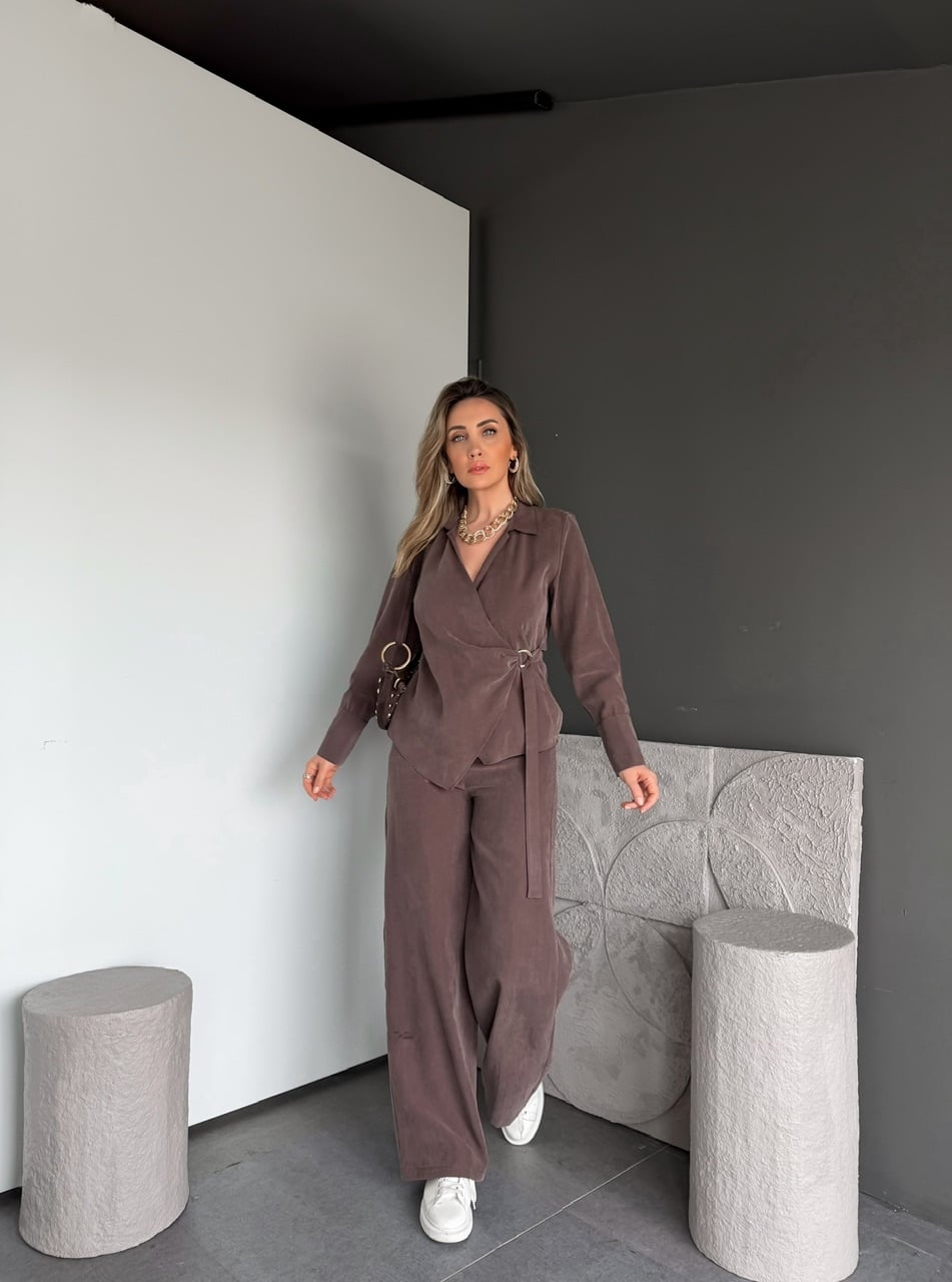 Kahve Kruvaze Tokalı Tensel Takım
