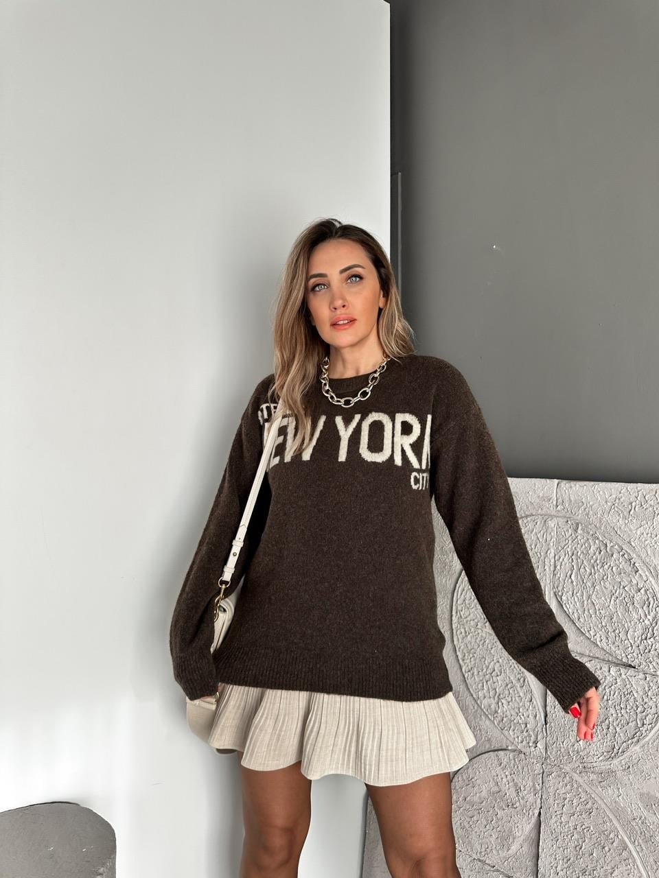 Kahve New York Yazılı Kazak