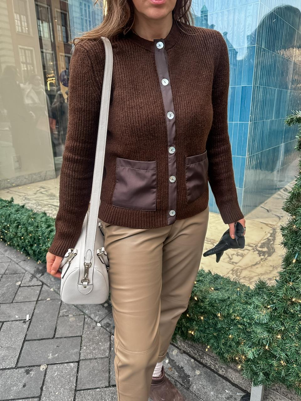 Kahve Paraşüt Detaylı Cepli Hırka 