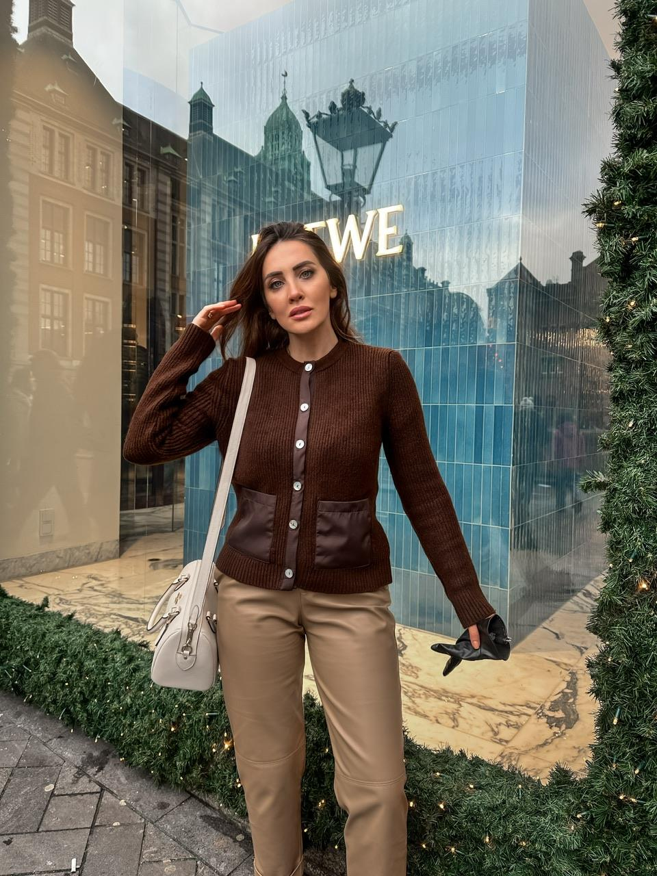 Kahve Paraşüt Detaylı Cepli Hırka 