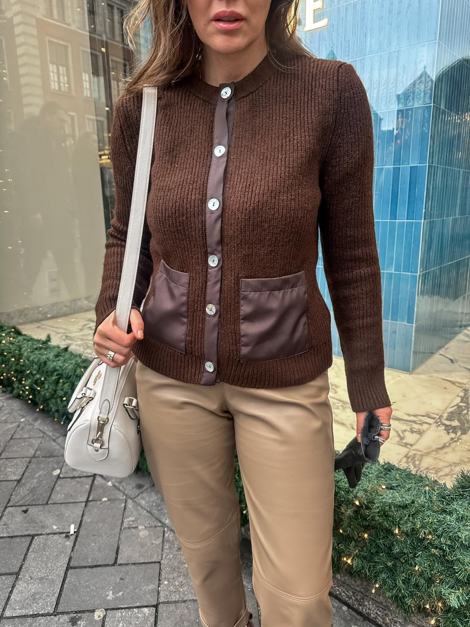 Kahve Paraşüt Detaylı Cepli Hırka 