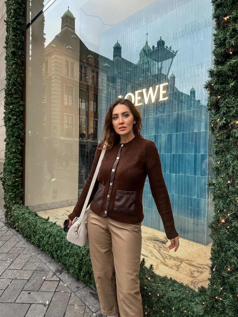 Kahve Paraşüt Detaylı Cepli Hırka 