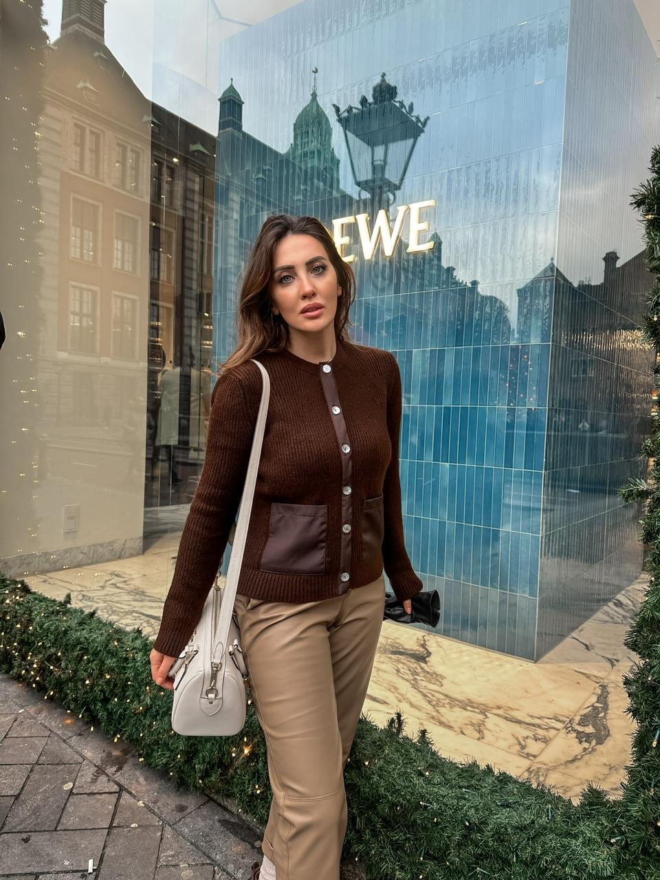 Kahve Paraşüt Detaylı Cepli Hırka 