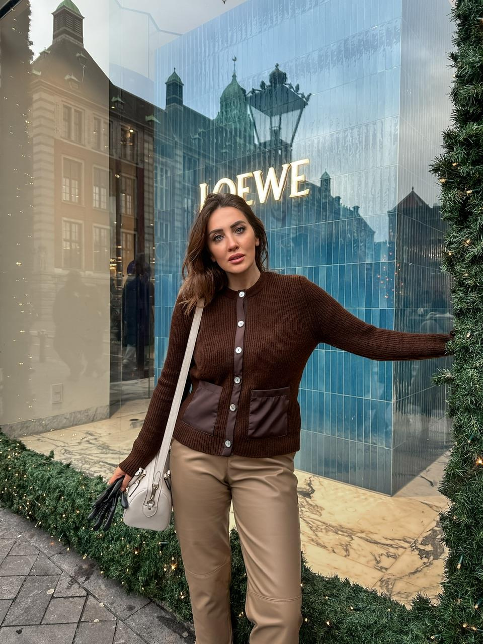 Kahve Paraşüt Detaylı Cepli Hırka 