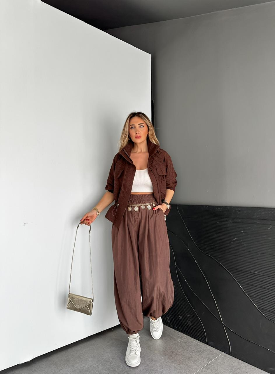 Kahve Paraşüt Şalvar Pantolon
