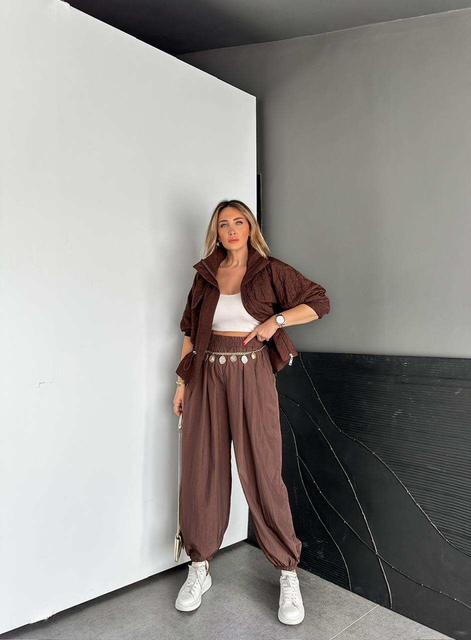 Kahve Paraşüt Şalvar Pantolon