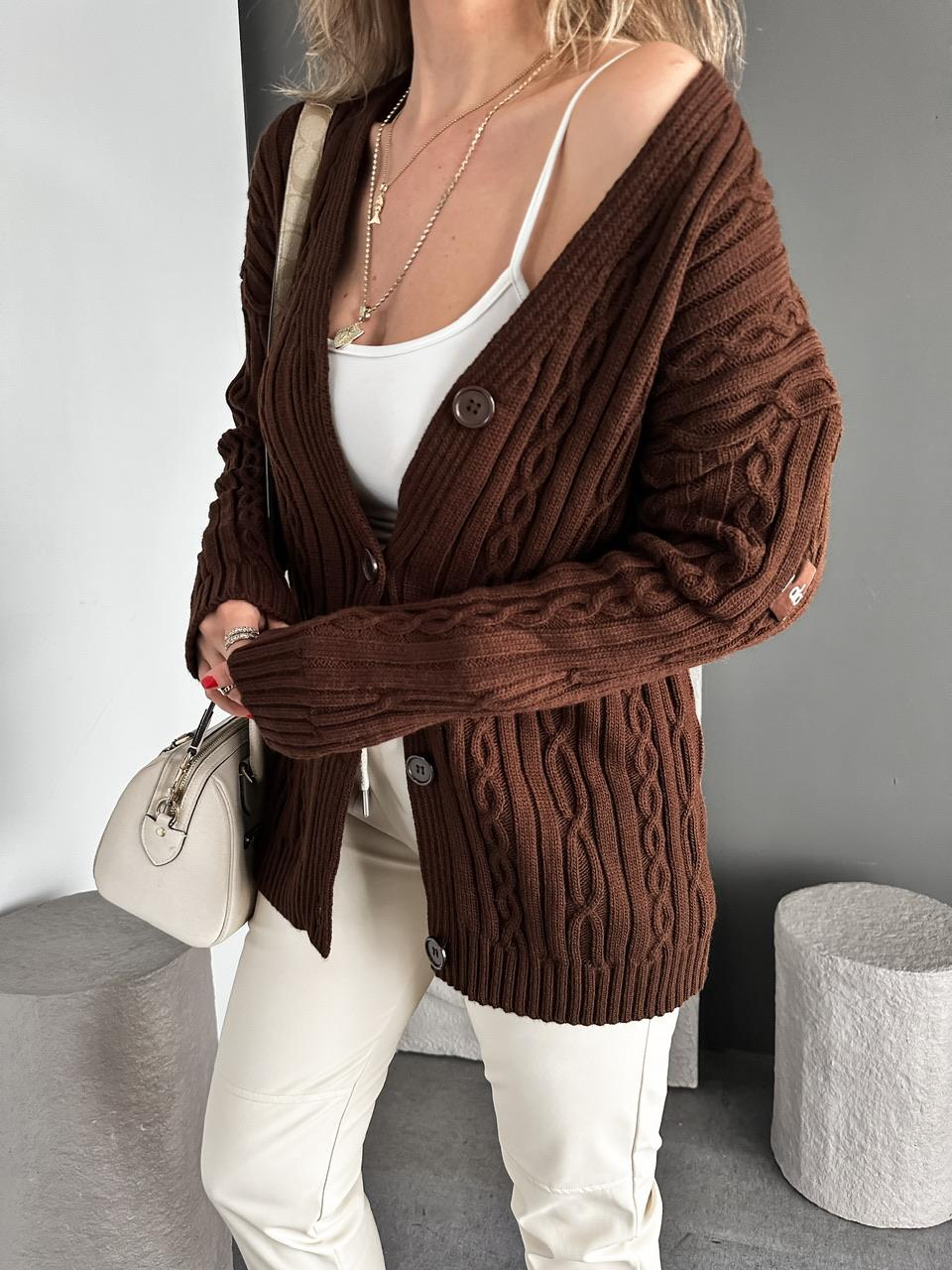 Kahve Saç Örgülü Marka Model Hırka
