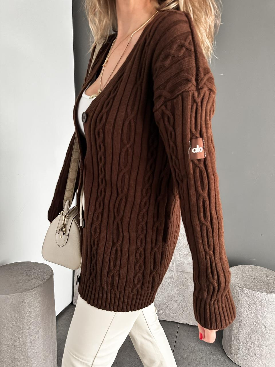 Kahve Saç Örgülü Marka Model Hırka