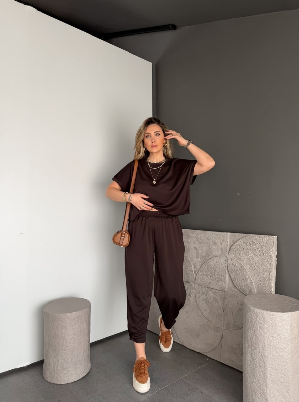 Kahve T Kol Likralı Modal Takım