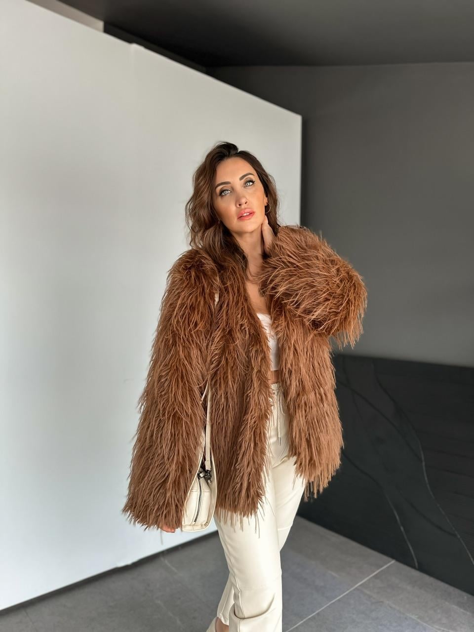 Kahve Yumuşak Dokulu Kürk
