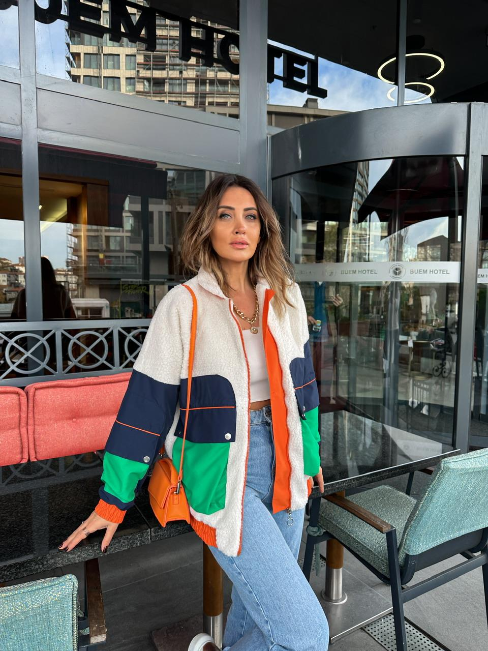 Krem Çok Renkli Marka Model Mont