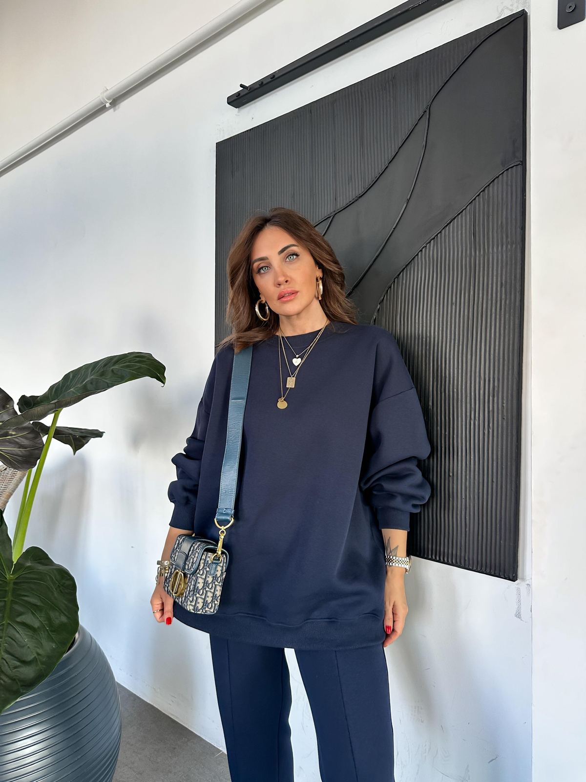Lacivert Bisiklet Yaka Salaş Basic Takım
