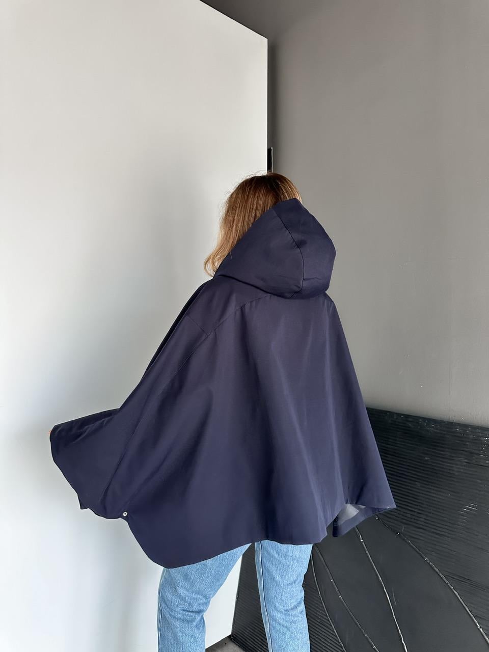 Lacivert Çantalı Yarasa Kol Trençkot