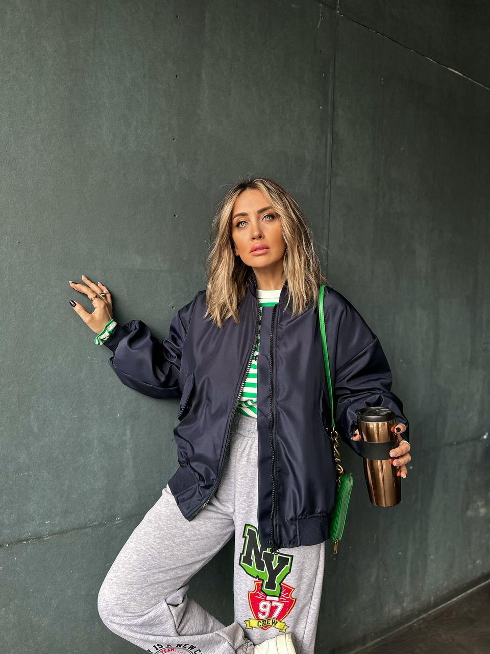 Lacivert Cepli Bomber Ceket