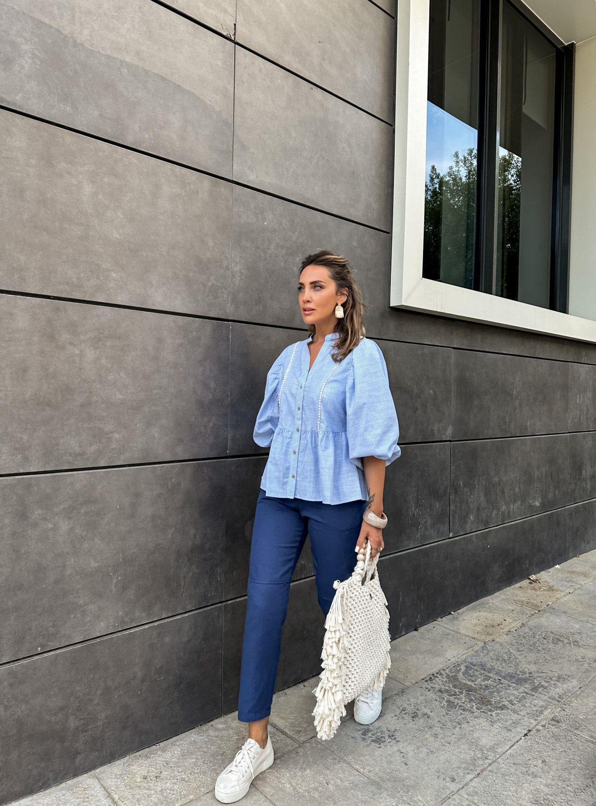 Lacivert Gabardin Çımalı Pantolon