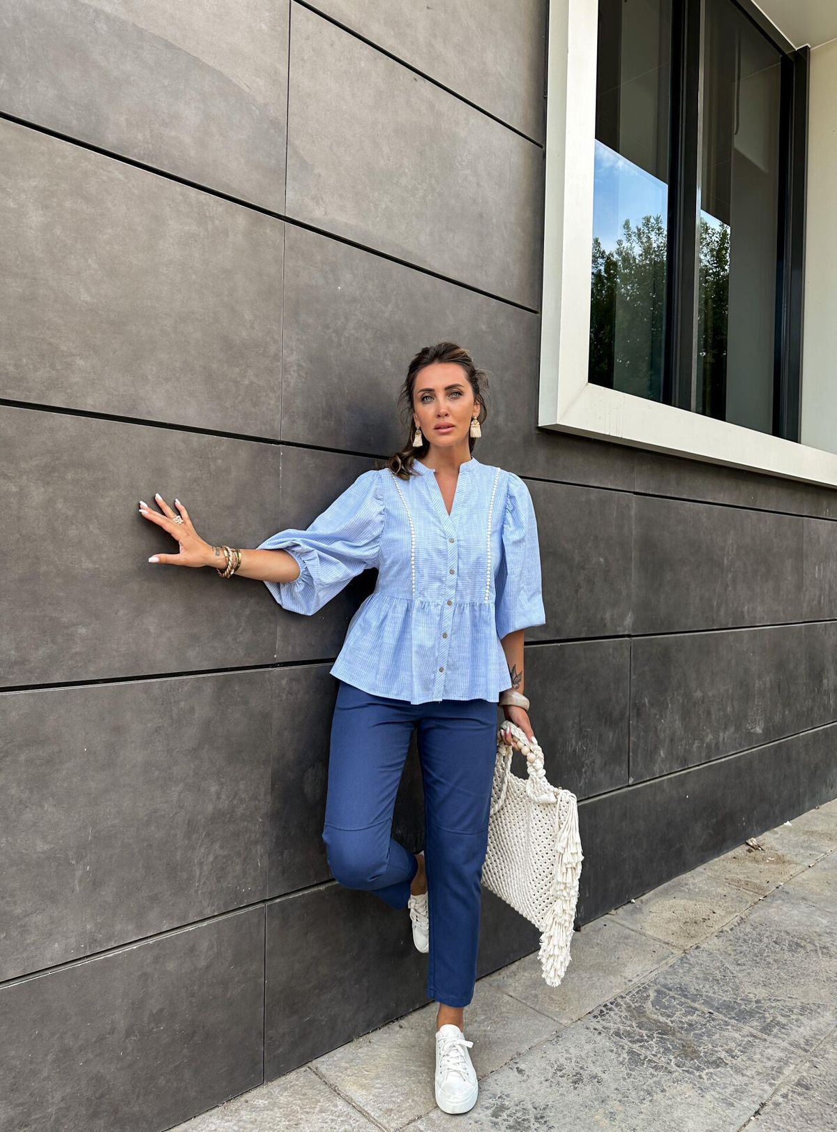 Lacivert Gabardin Çımalı Pantolon