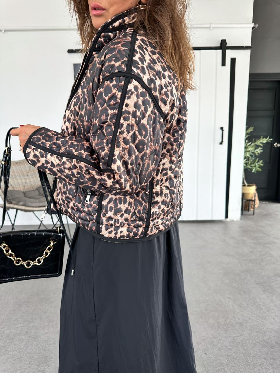 Leopar Kapitone Şişme Mont