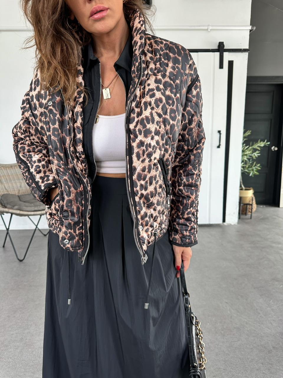 Leopar Kapitone Şişme Mont